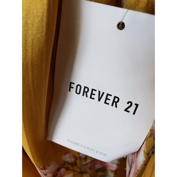 Forever 21 Sheath Dress Womens OX Yellow Floral Keyhole Back Bow Sweetheart Neck - Picture 5 of 14